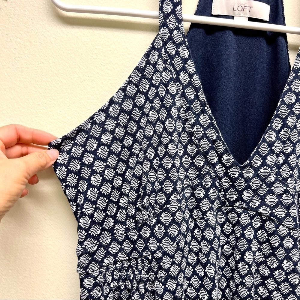 Ann Taylor LOFT Navy Blue White Sleeveless Mini Dress Women's Size S - Picture 3 of 9